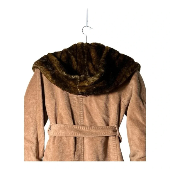 VOTRE NOM… OPEN FRONT WITH TIE CASHMERE COAT SIZE 1 (see measurements) TAN BROWN - Picture 6 of 7